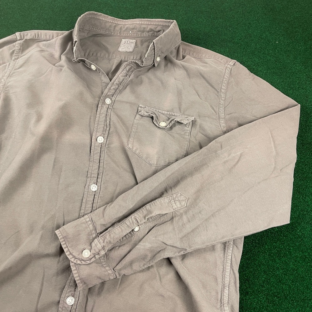 J Crew Slim Fit Button‎ Down Shirt Mens Grey Long Sleeve Cotton Casual